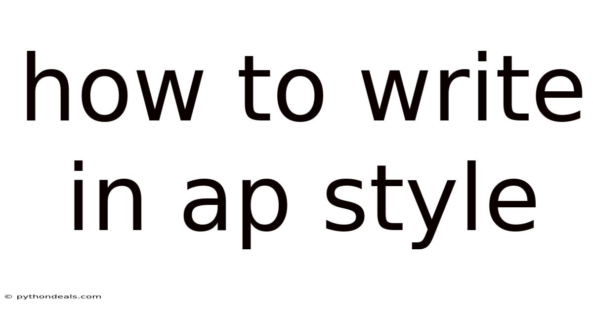 How To Write In Ap Style