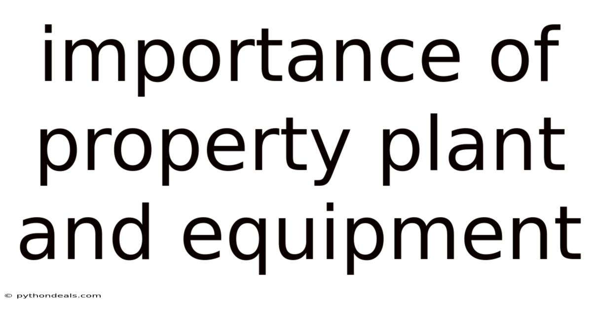 Importance Of Property Plant And Equipment