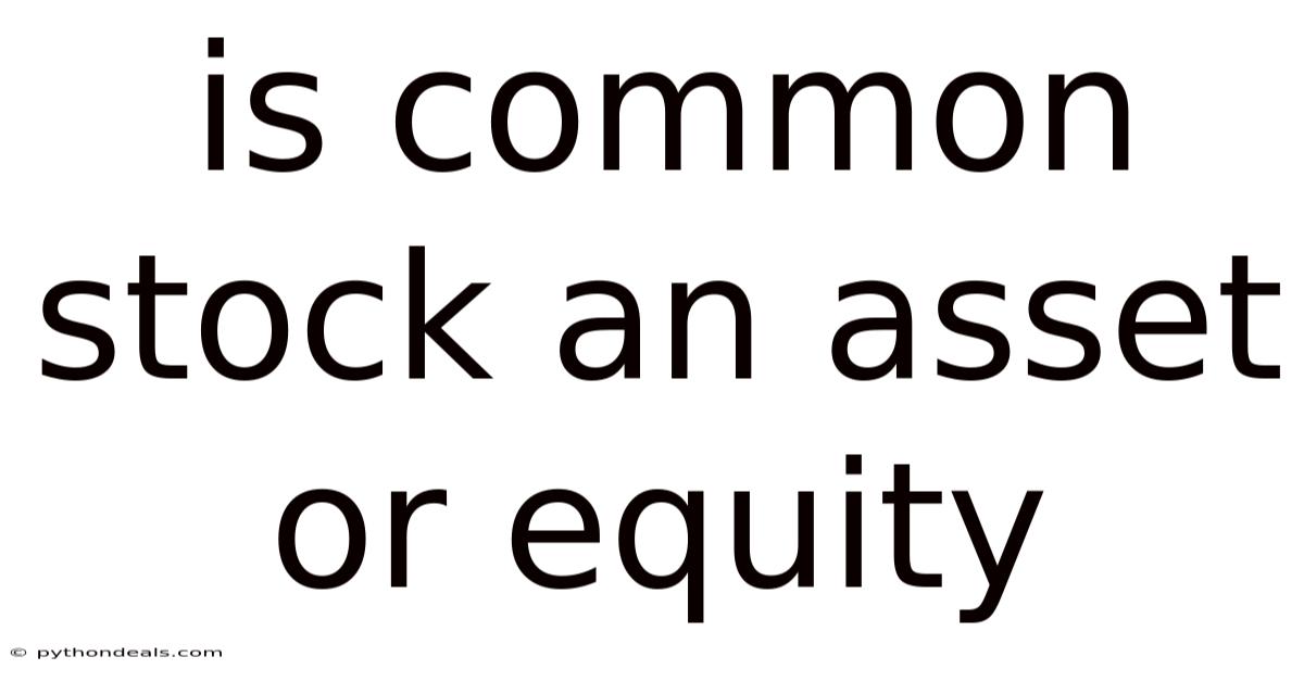 Is Common Stock An Asset Or Equity