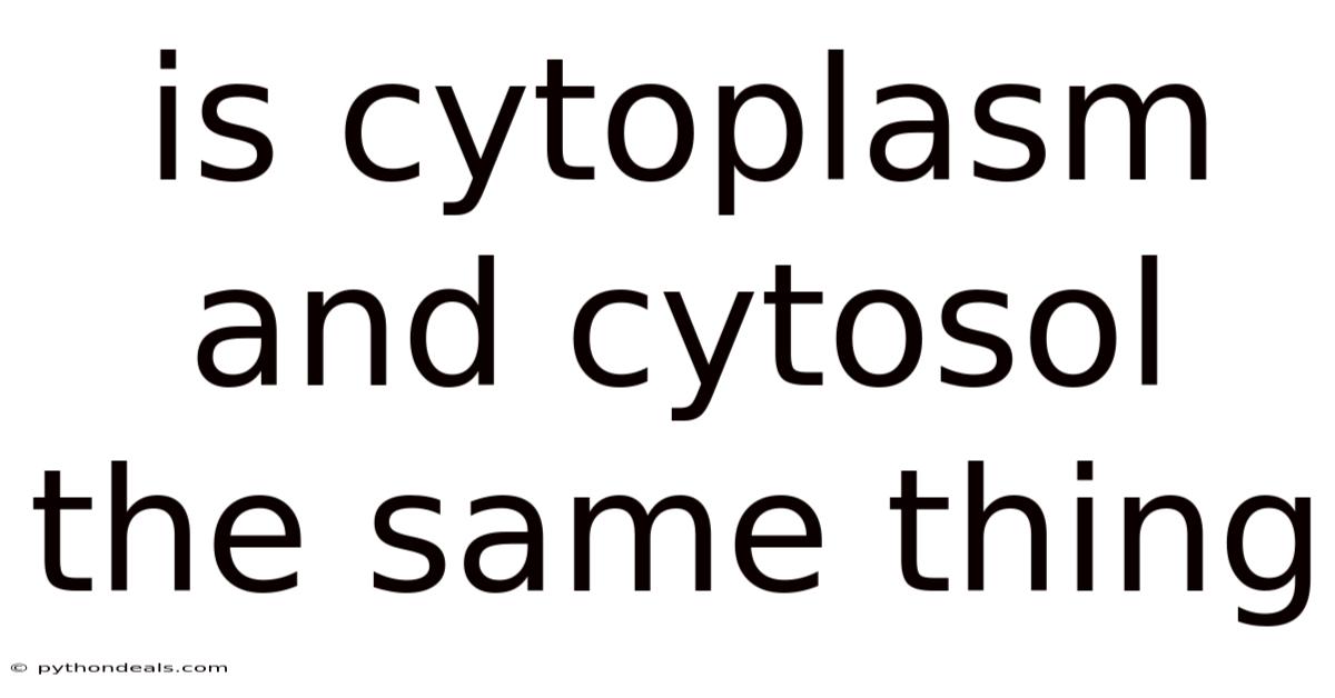 Is Cytoplasm And Cytosol The Same Thing