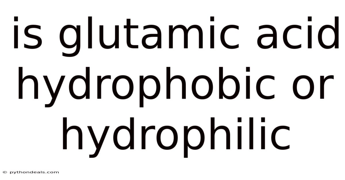 Is Glutamic Acid Hydrophobic Or Hydrophilic