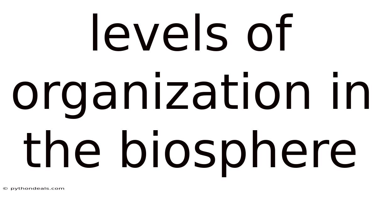 Levels Of Organization In The Biosphere