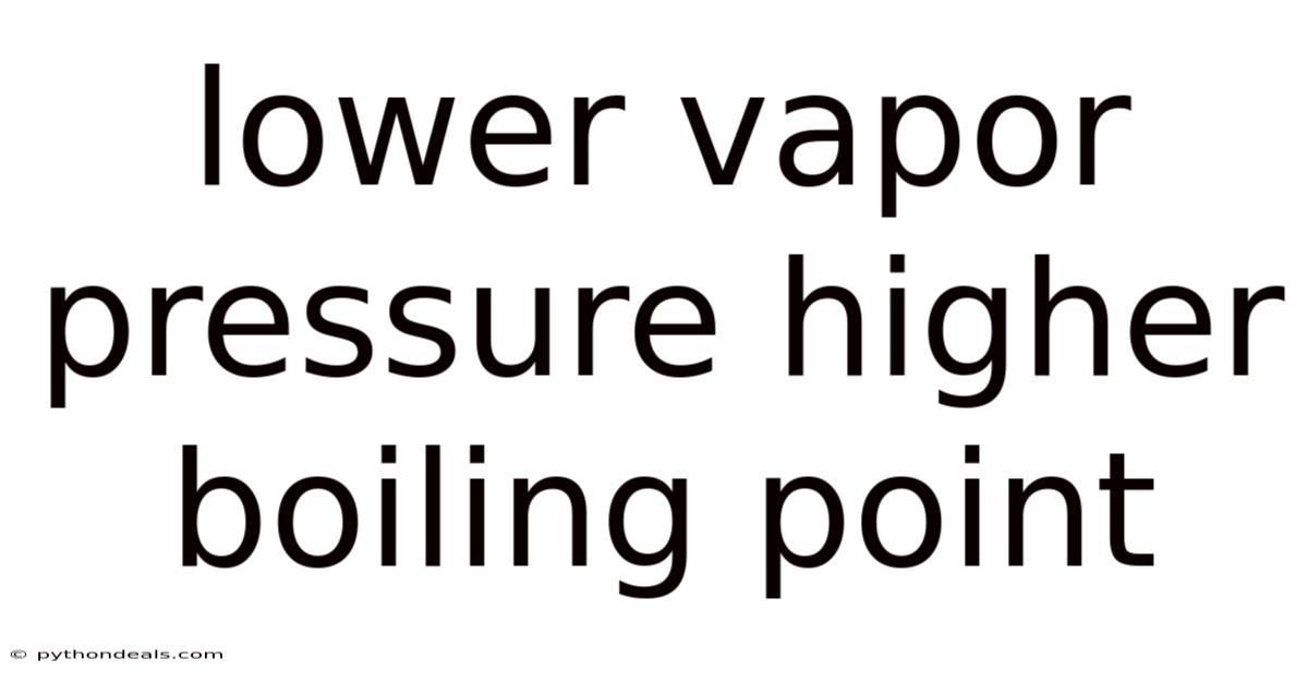 Lower Vapor Pressure Higher Boiling Point