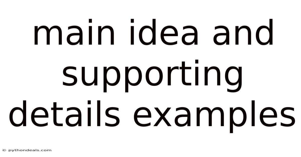 Main Idea And Supporting Details Examples