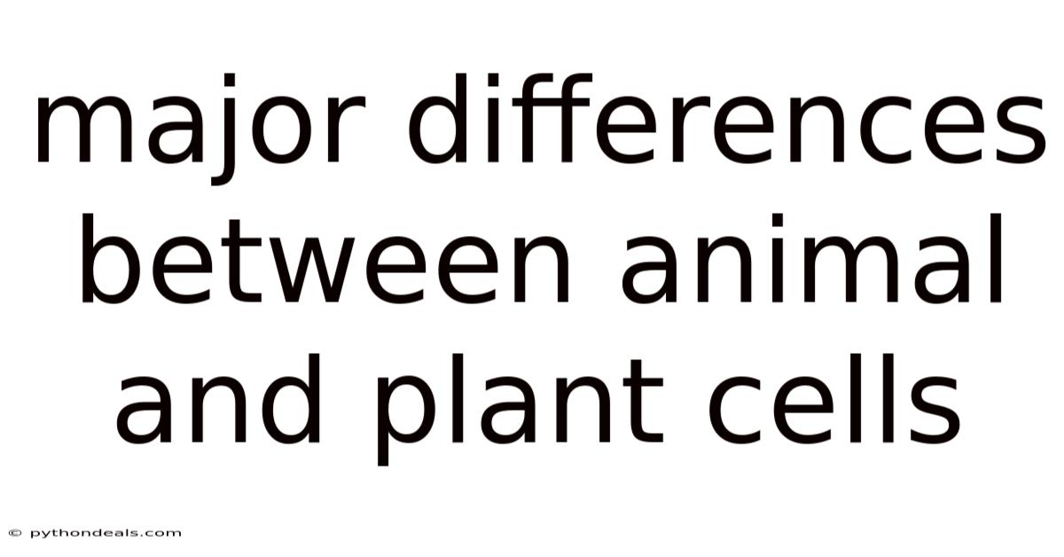 Major Differences Between Animal And Plant Cells
