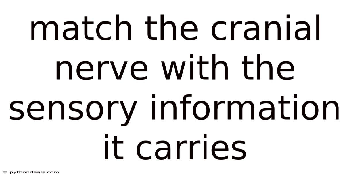 Match The Cranial Nerve With The Sensory Information It Carries