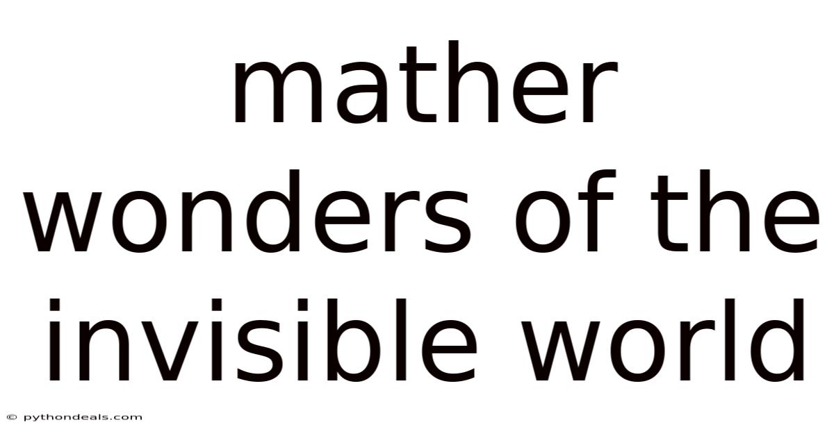 Mather Wonders Of The Invisible World