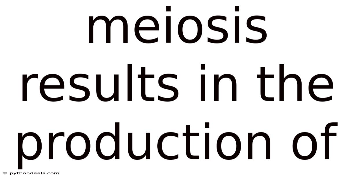 Meiosis Results In The Production Of
