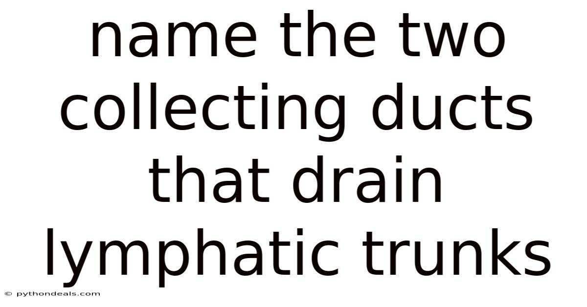 Name The Two Collecting Ducts That Drain Lymphatic Trunks