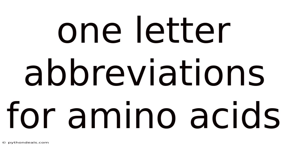 One Letter Abbreviations For Amino Acids
