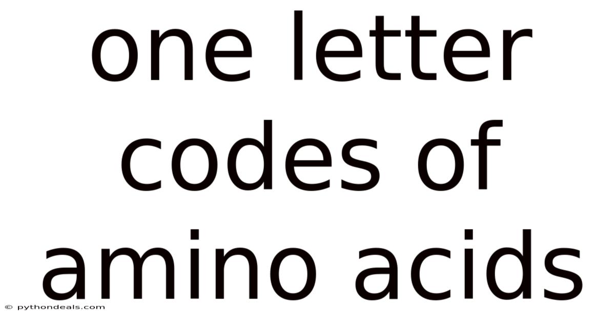 One Letter Codes Of Amino Acids