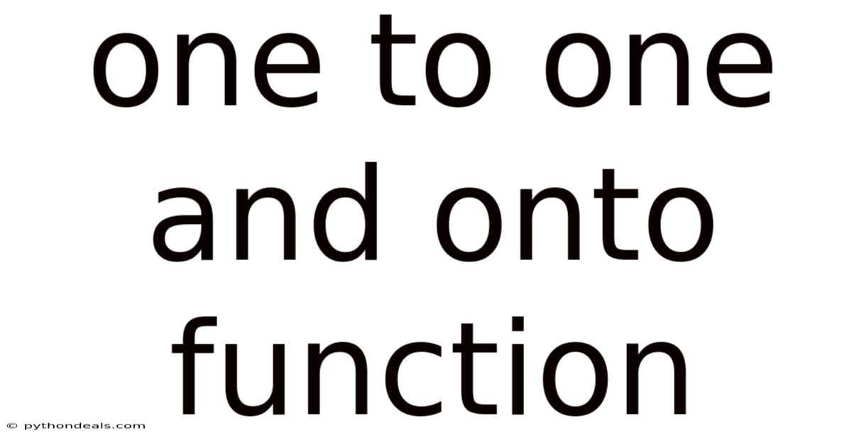 One To One And Onto Function