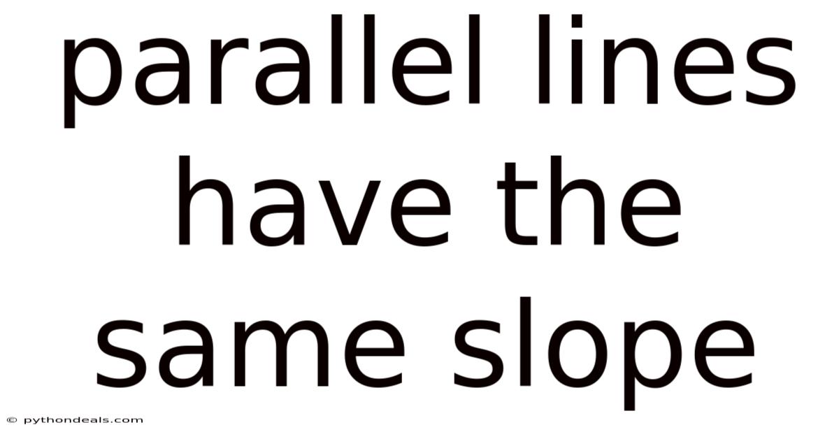 Parallel Lines Have The Same Slope