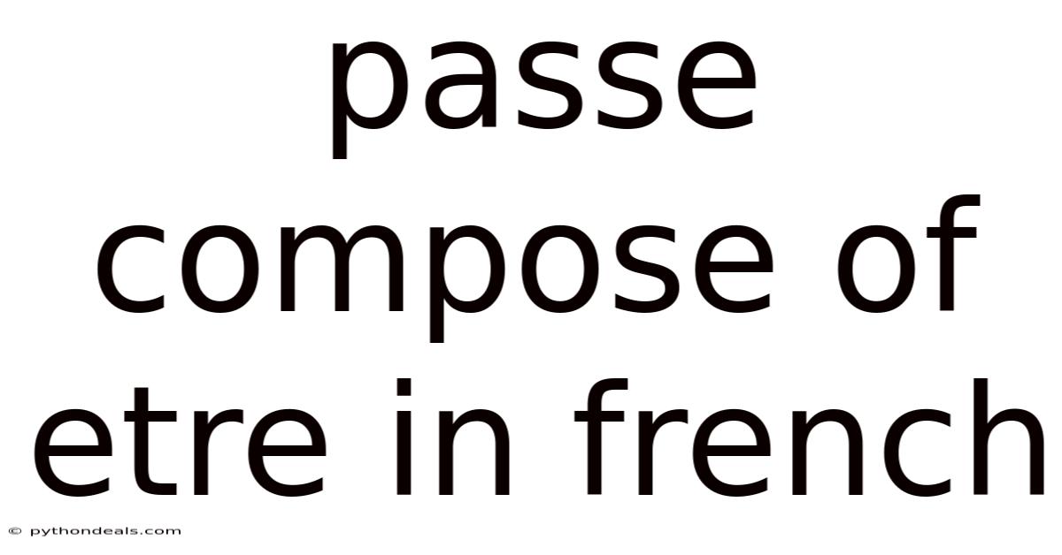 Passe Compose Of Etre In French
