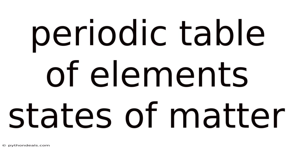Periodic Table Of Elements States Of Matter