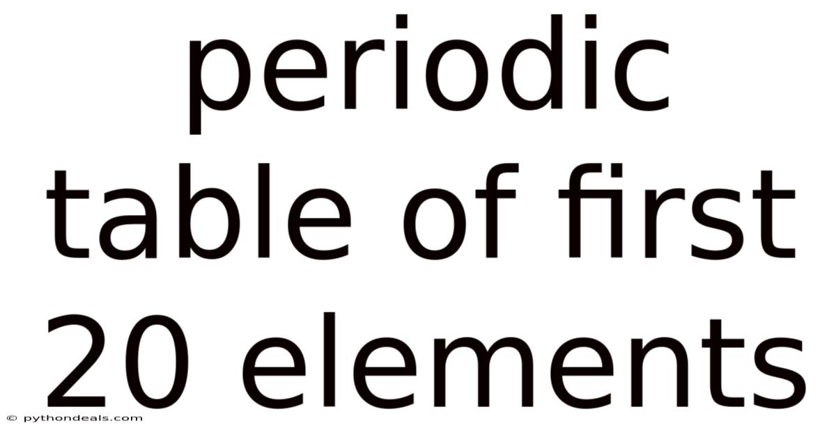 Periodic Table Of First 20 Elements
