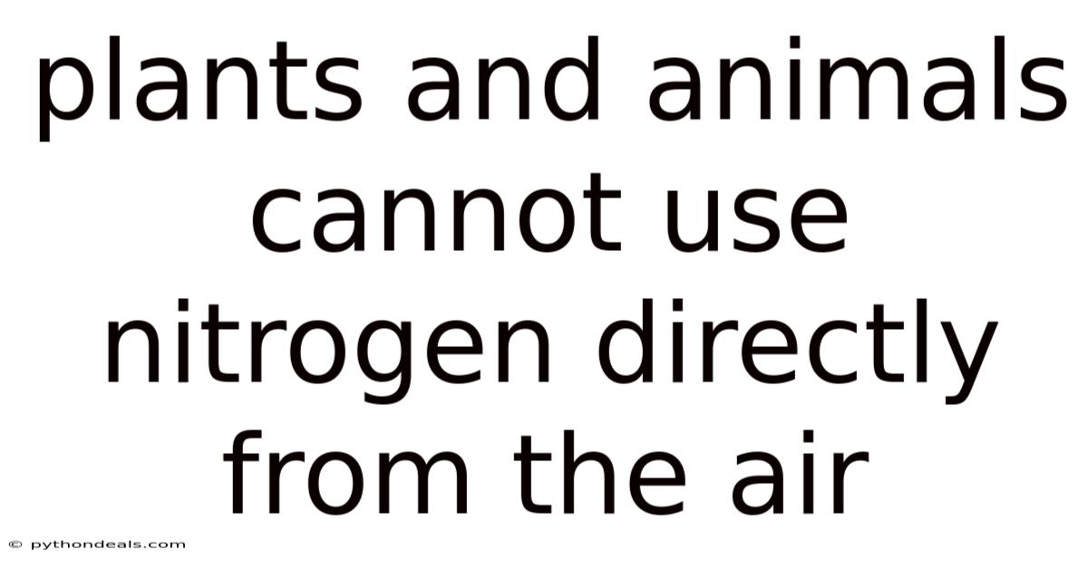 Plants And Animals Cannot Use Nitrogen Directly From The Air