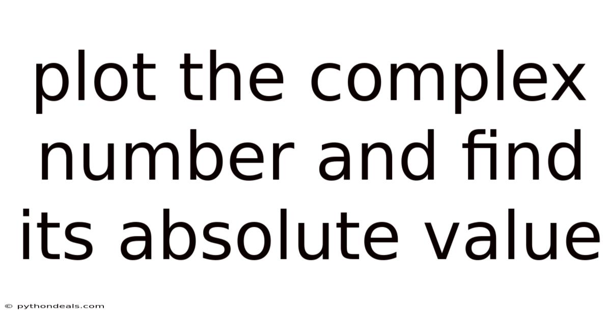 Plot The Complex Number And Find Its Absolute Value