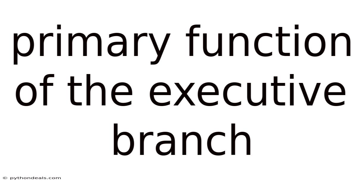 Primary Function Of The Executive Branch
