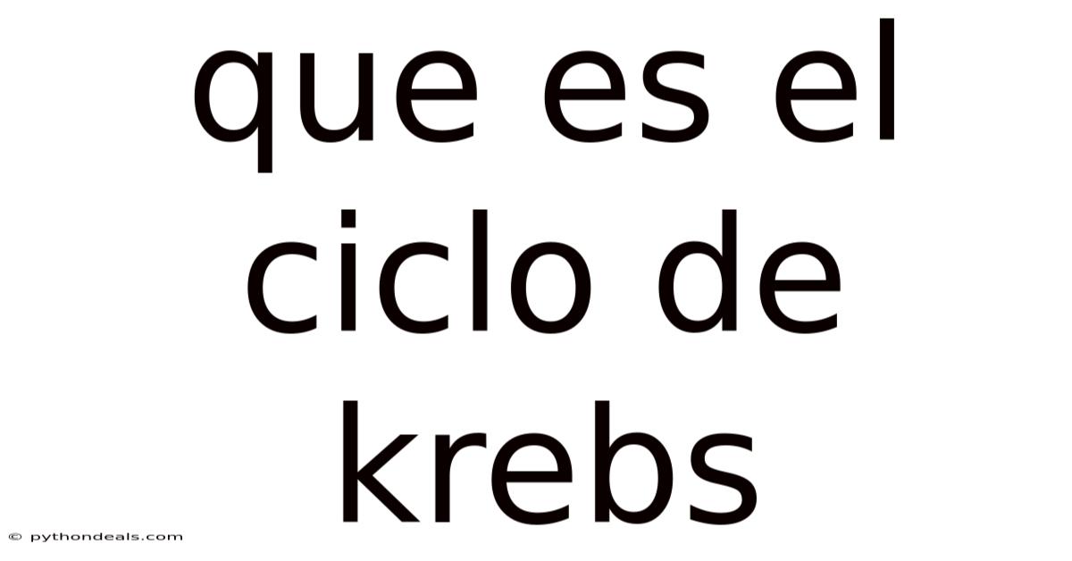 Que Es El Ciclo De Krebs