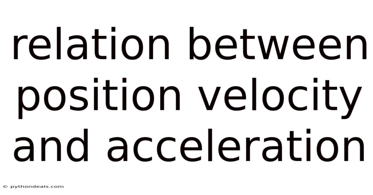 Relation Between Position Velocity And Acceleration