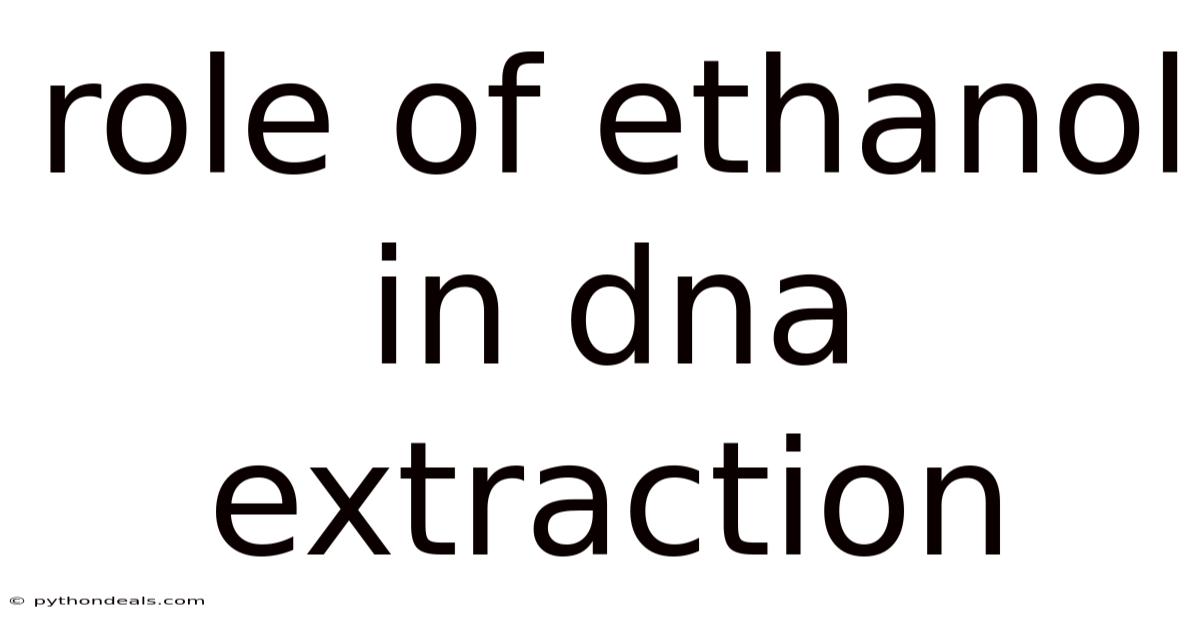 Role Of Ethanol In Dna Extraction