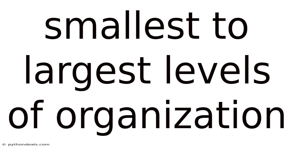 Smallest To Largest Levels Of Organization