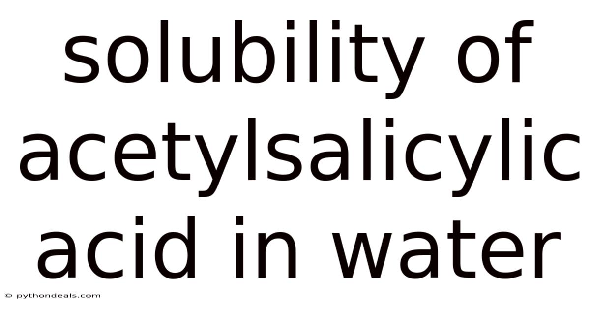 Solubility Of Acetylsalicylic Acid In Water