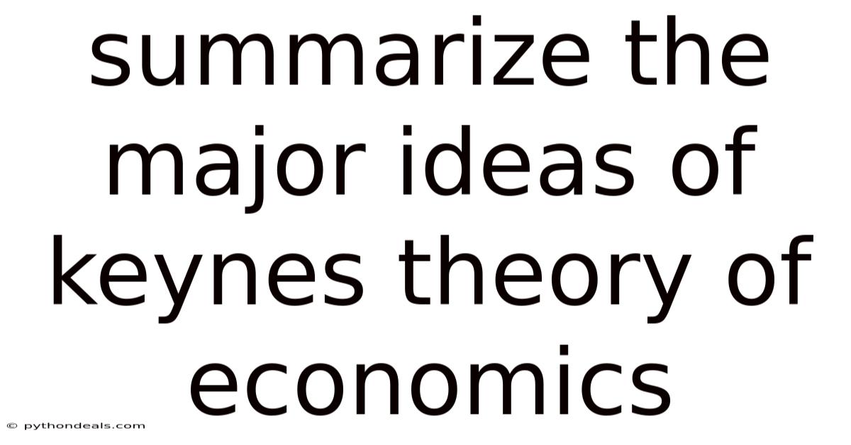 Summarize The Major Ideas Of Keynes Theory Of Economics