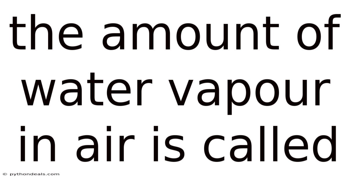 The Amount Of Water Vapour In Air Is Called