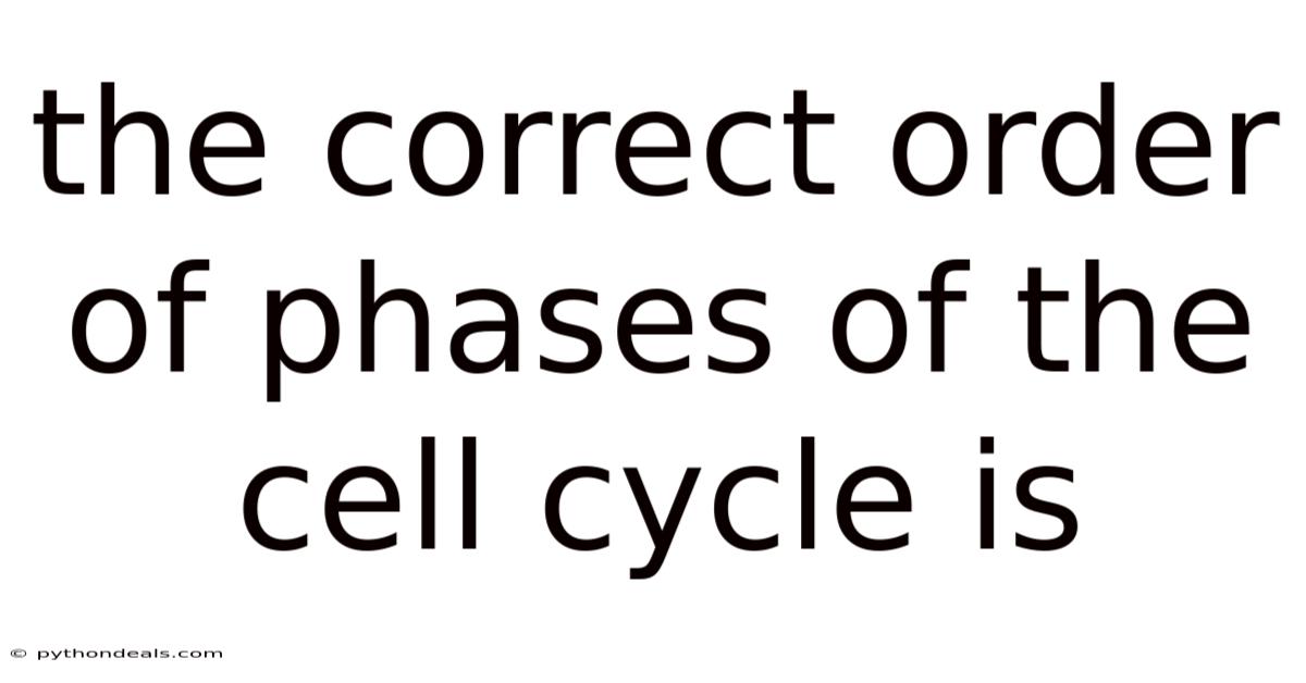 The Correct Order Of Phases Of The Cell Cycle Is