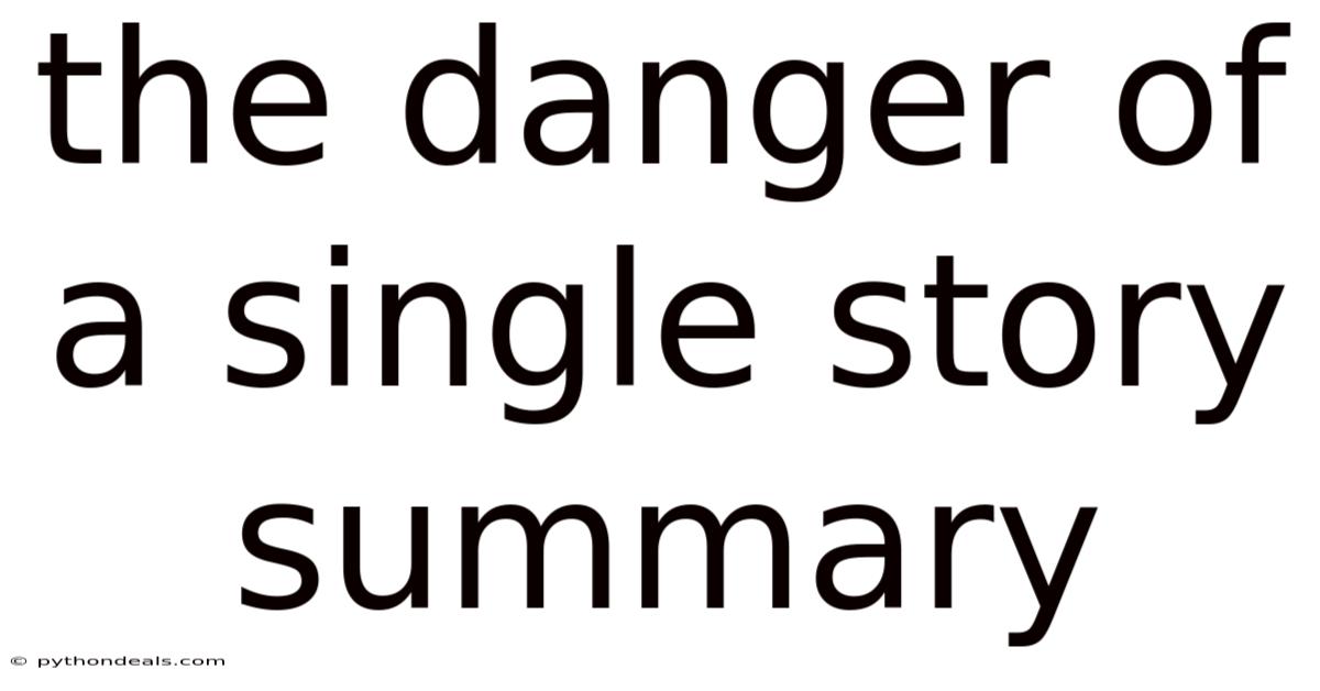 The Danger Of A Single Story Summary