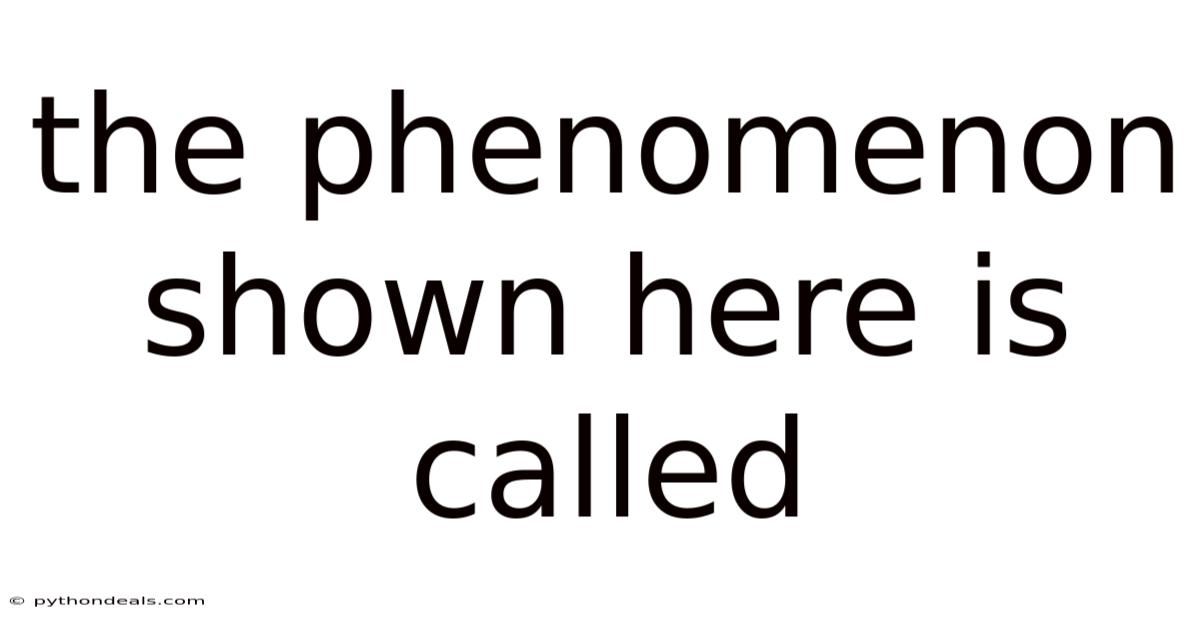 The Phenomenon Shown Here Is Called