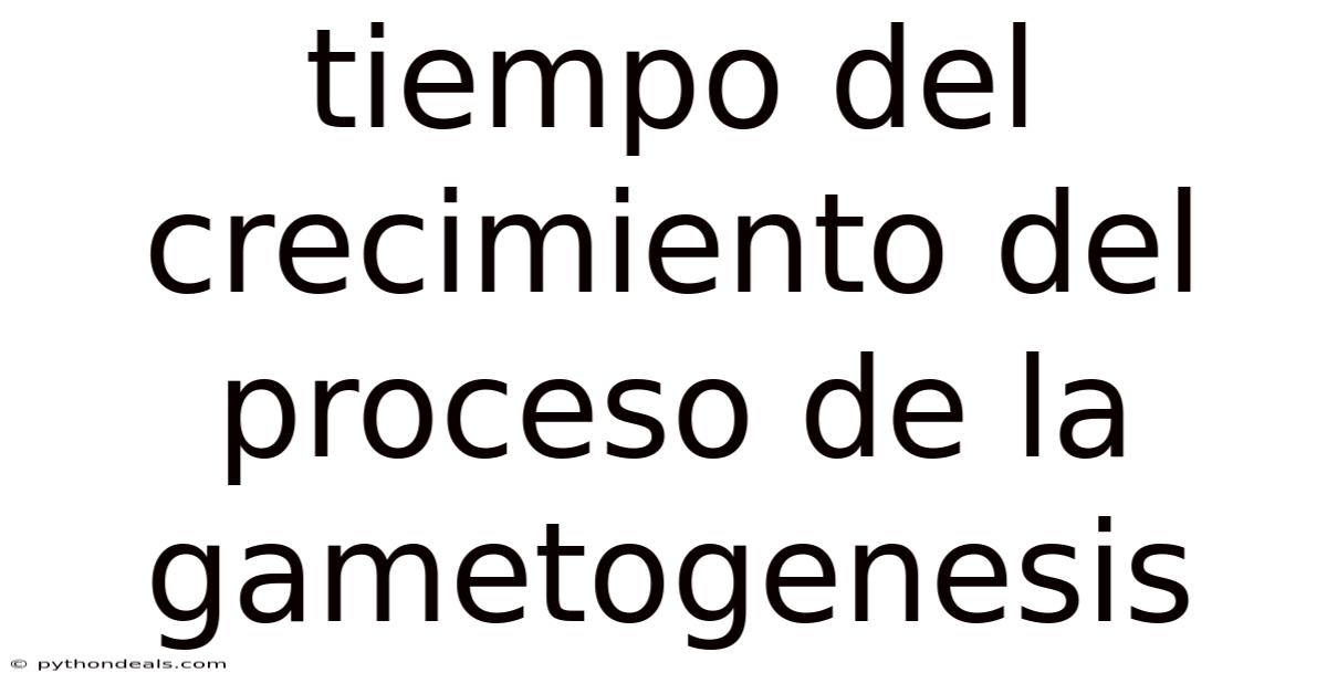 Tiempo Del Crecimiento Del Proceso De La Gametogenesis