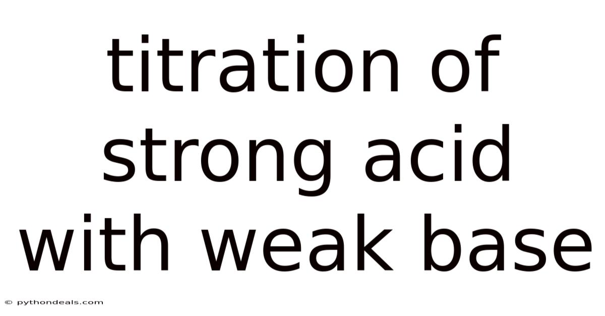 Titration Of Strong Acid With Weak Base