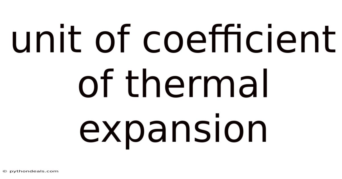 Unit Of Coefficient Of Thermal Expansion