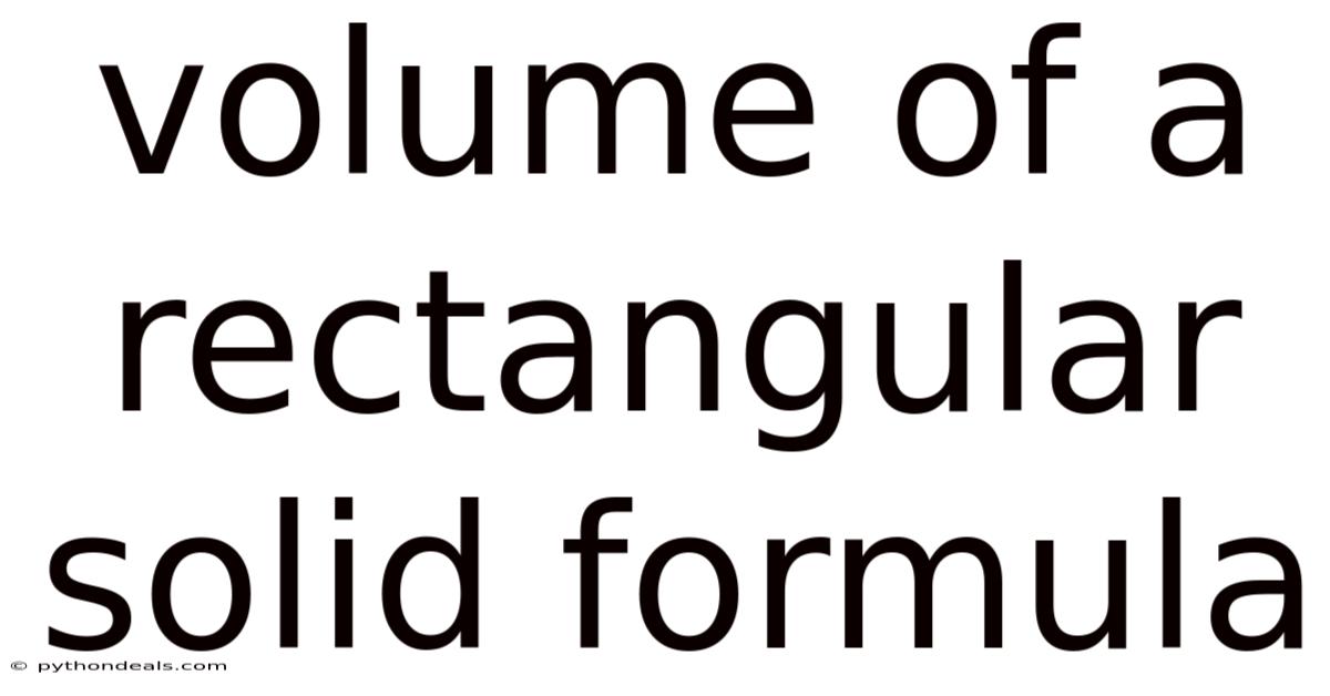 Volume Of A Rectangular Solid Formula