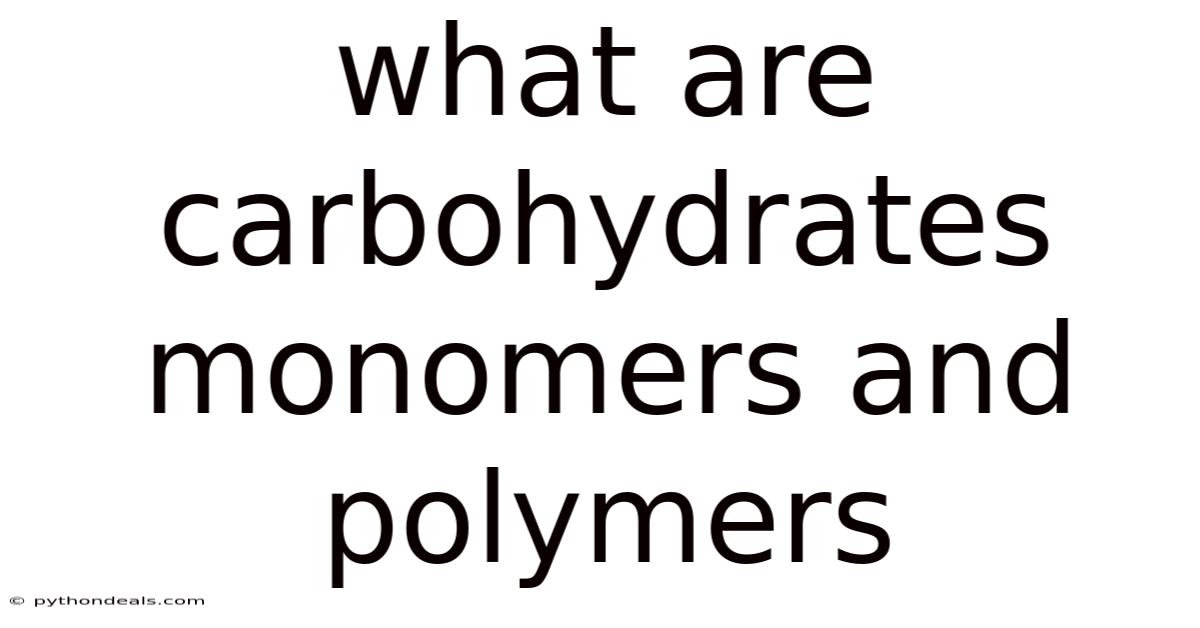 What Are Carbohydrates Monomers And Polymers