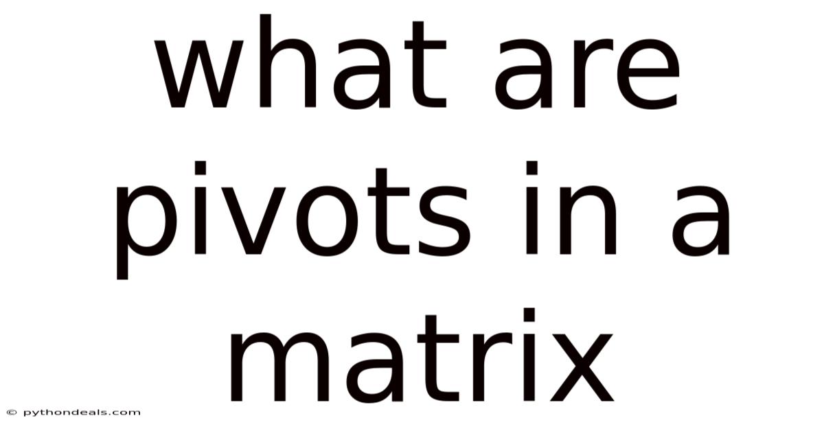 What Are Pivots In A Matrix