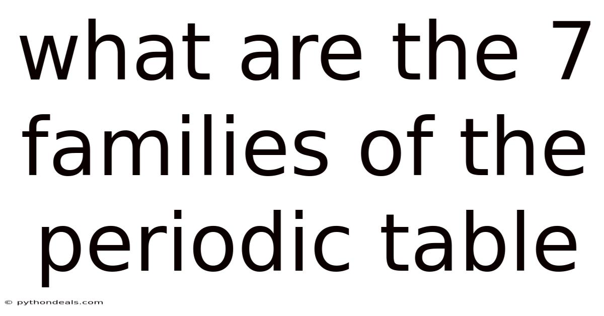 What Are The 7 Families Of The Periodic Table