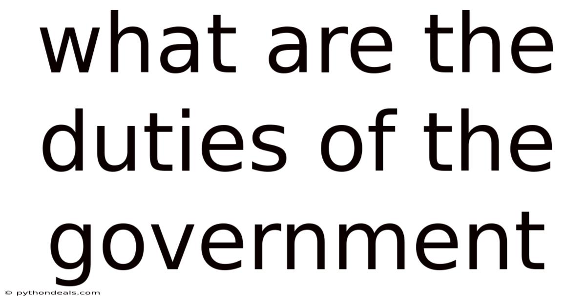 What Are The Duties Of The Government