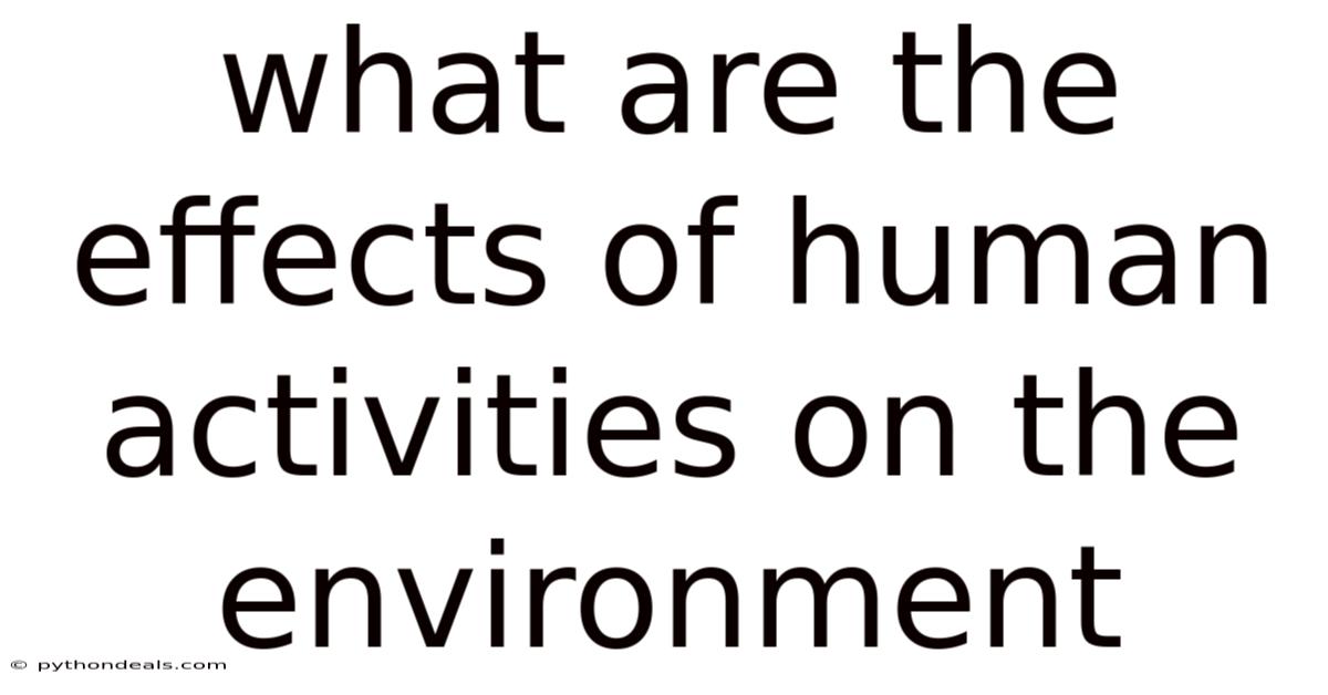 What Are The Effects Of Human Activities On The Environment