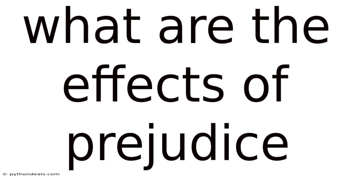 What Are The Effects Of Prejudice