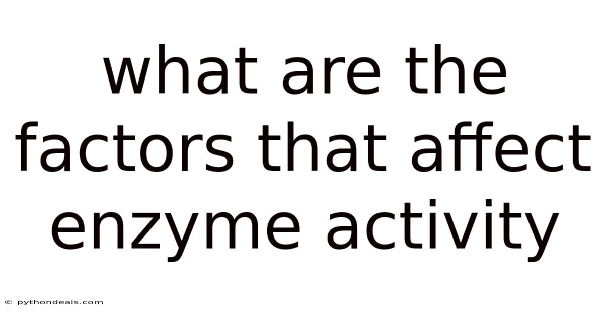 What Are The Factors That Affect Enzyme Activity