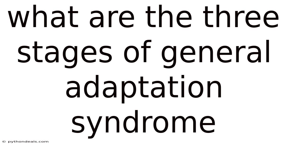 What Are The Three Stages Of General Adaptation Syndrome