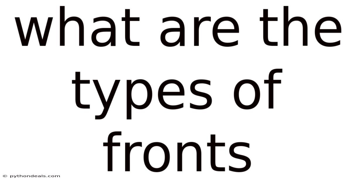 What Are The Types Of Fronts