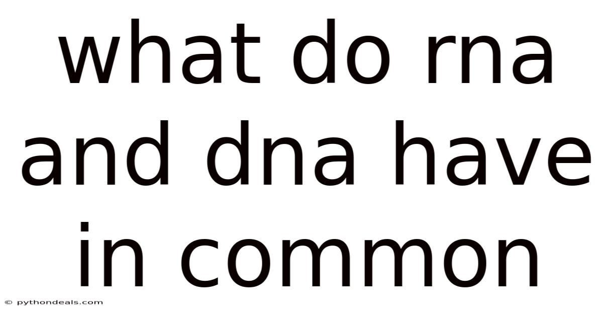 What Do Rna And Dna Have In Common