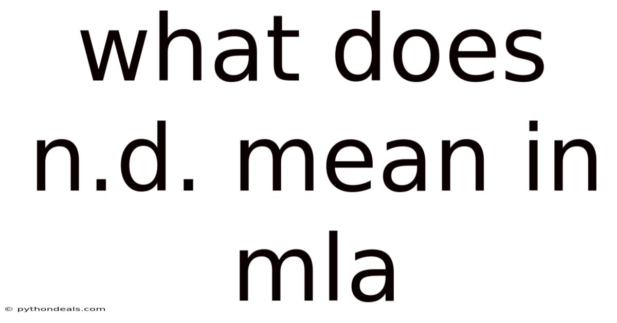 What Does N.d. Mean In Mla