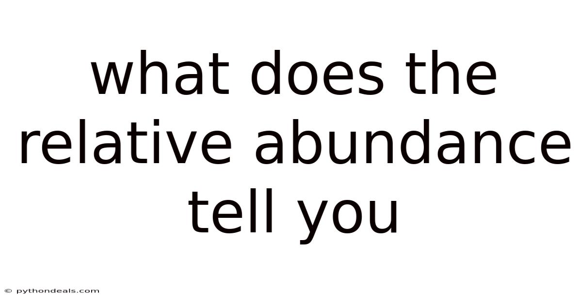 What Does The Relative Abundance Tell You