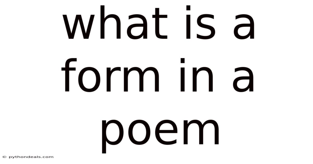 What Is A Form In A Poem